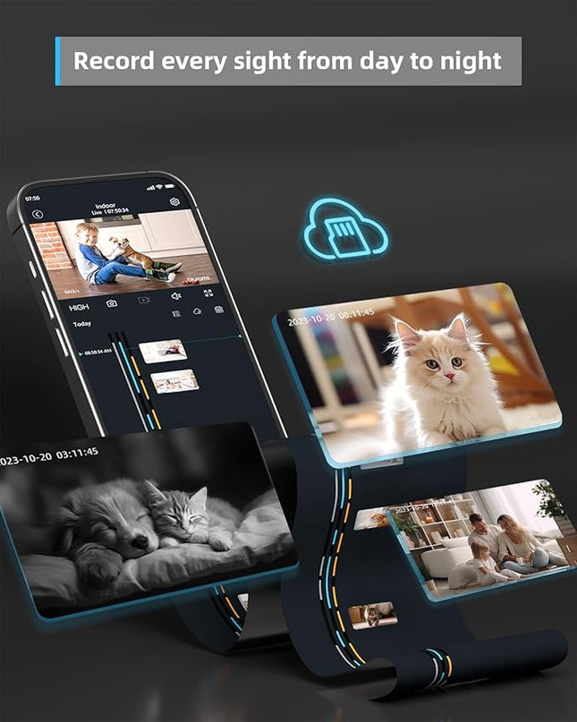 blurams Security Camera, 2K Indoor Camera 360° Pet Camera for Home Security with Phone App, Motion Tracking, 2-Way Audio, IR Night Vision, Siren, Compatible with Alexa & Google Assistant(2.4GHz ONLY) Blurams