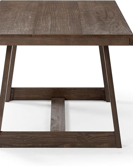 Plank+Beam 72 Inch Farmhouse Dining Table, Solid Wood Rustic Kitchen Table, Large Wooden Rectangular Dinner Table for Dining Room, Home Office, Living Room Furniture, Easy Assembly, Walnut Wirebrush - LeafyLoom