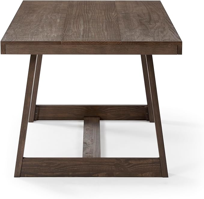 Plank+Beam 72 Inch Farmhouse Dining Table, Solid Wood Rustic Kitchen Table, Large Wooden Rectangular Dinner Table for Dining Room, Home Office, Living Room Furniture, Easy Assembly, Walnut Wirebrush - LeafyLoom