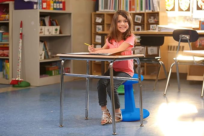 Kore Kids Wobble Chair - Flexible Seating Stool for Classroom & Elementary School, ADD/ADHD - Made in The USA - Age 6-7, Grade 1-2, Blue (14in) - LeafyLoom