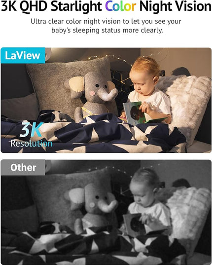 LaView 5MP 3K Cameras for Home Security Indoor,Home Security Camera for Baby/Elder/Pet/Nanny,Baby Cam Starlight Sensor Color Night Vision,US Cloud Service,Compatible with Alexa LaView