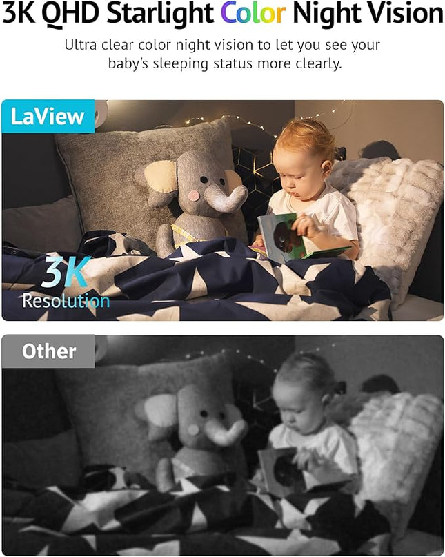 LaView 5MP 3K Cameras for Home Security Indoor,Home Security Camera for Baby/Elder/Pet/Nanny,Baby Cam Starlight Sensor Color Night Vision,US Cloud Service,Compatible with Alexa LaView