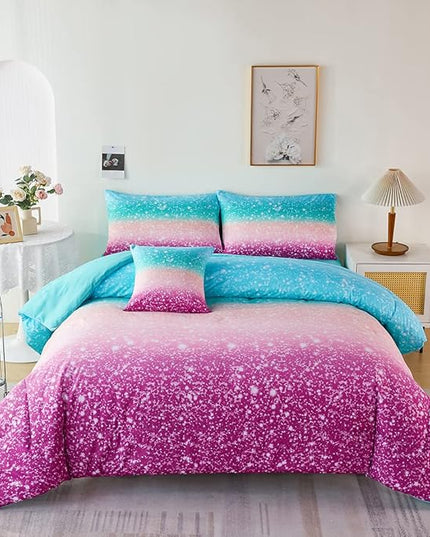 URBONUR Twin Bedding Set for Girls 6Pcs Bed in a Bag Gradient Tie Dye Pastel Aqua Comforter Set with Sheets, Soft Microfiber All Season Bed Sets (Multi, Twin Size) - LeafyLoom
