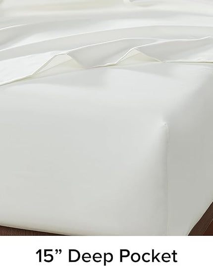 UGG 11786 Alahna Twin Bed Sheets and Pillowcases 3-Piece Set Sleep in Luxury Machine Washable Deep Pockets Wrinkle-Resistant Breathable Cozy Comfort Silky Cooling Sheets, Twin, White - LeafyLoom
