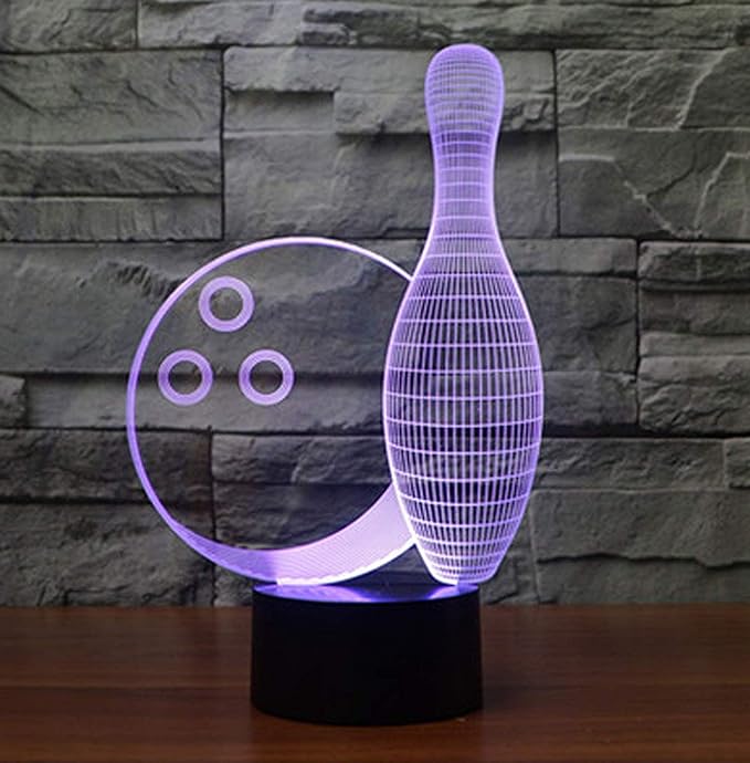 Creative Bowling Bottle 3D Night Light USB Powered Touch Switch Remote Control LED Decor Optical Illusion 3D Lamp 7/16 Colors Changing Children Kids Toy Christmas Xmas Brithday Gift - LeafyLoom