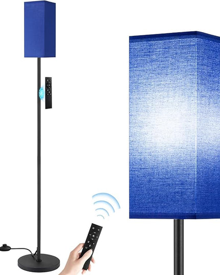 Ambimall Remote Control Floor Lamp, Stepless Dimmable, 64 Inches Tall, Include 9W Bulb, Standing Lamp for Living Room Bedroom Office (Blue & Black) - LeafyLoom