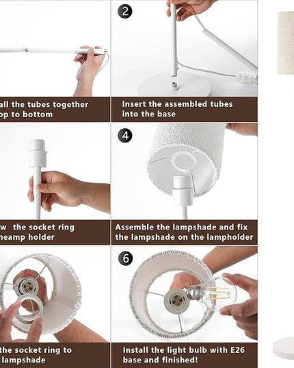 Floor Lamps for Living Room Modern Tall Lamp for Bedroom Office Corner (White, 65'') - LeafyLoom