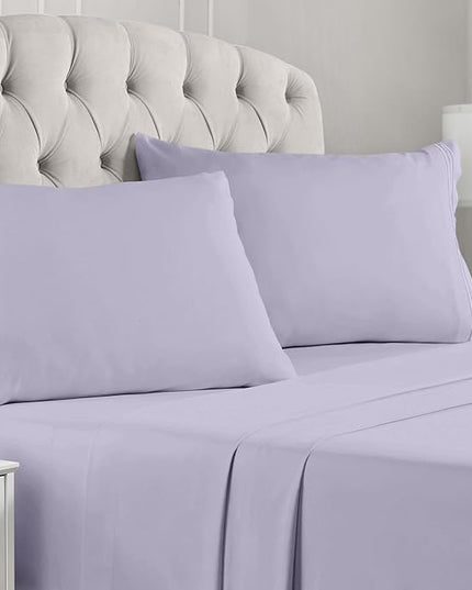 Mellanni Full Sheets Set - 4 PC Iconic Collection Bedding Sheets & Pillowcases - Hotel Luxury, Extra Soft, Cooling Bed Sheets - Deep Pocket up to 16 inch (Full, Lavender) - LeafyLoom