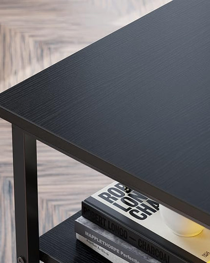 BANTI L Shaped Desk with Shleves, 60" Large Corner Desk with Two Storage, Space Saving, Easy to Assemble, Black - LeafyLoom