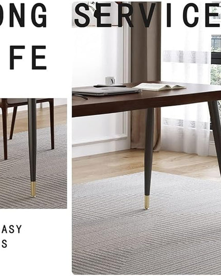Modern Simple Style 55" Standing Desk Study Computer Desk - Black Metal Frame, Solid Wood Planks, for Home Office Bedroom - LeafyLoom