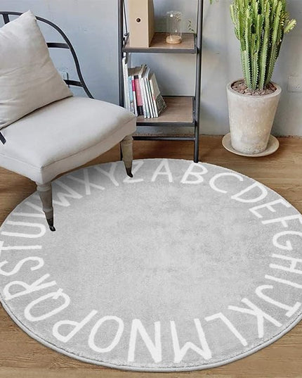 Topotdor Round Kids Play Rug Alphabet Nursery Area Rug Extra Large Soft Crawling Play Mat for Children Toddlers Bedroom (40 inch, Grey) - LeafyLoom