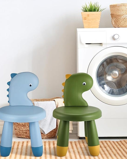 2 Pcs Plastic Dino Chair Sturdy Dinosaur Chairs Lightweight Activity Chairs Ergonomic Design Anti Slip Step Stool for Indoor Outdoor - LeafyLoom