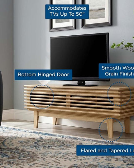 Modway Render Mid-Century Modern Low Profile 46 Inch TV Stand in Oak, 46" - LeafyLoom