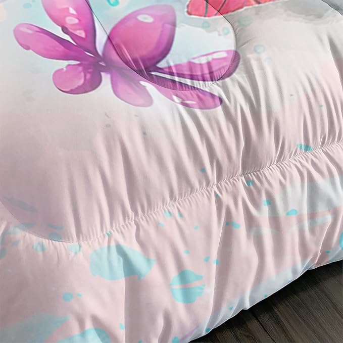 CVHOUSE Kawaii Sea Turtle Comforter Set Queen Size,Ocean Theme Bedding Set for Girls Kids,Tie Die Turtle Quilt Set Ocean Turtle Duvet Set Ocean Decor 3 Pieces - LeafyLoom