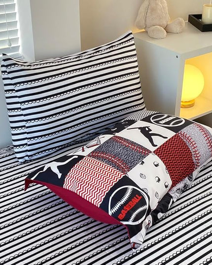 7 Piece Baseball Comforter Set Bed in A Bag Twin Size 3D Softball Sports Bedding Set for Boys Kids Microfiber Comforter All Season (1 Comforter, 1 Flat Sheet, 1 Fitted Sheet, 4 Pillowcase) - LeafyLoom