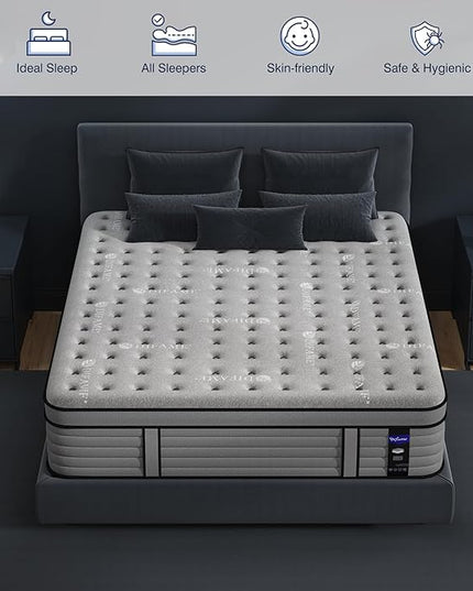 Full Size Mattress, 12 Inch Hybrid Full Mattress in a Box with Memory Foam, Individually Wrapped Pocket Coils Springs for Motion Isolation, Pressure Relief, Edge Support, Medium Firm - LeafyLoom