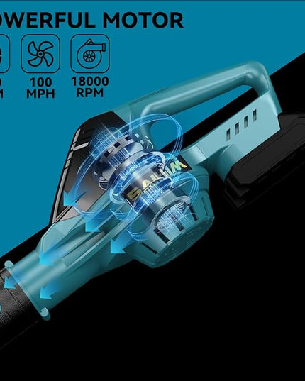 Cordless Leaf Blower for Makita 18V Battery,Handheld Electric Jobsite Air Blower,5 Variable Speed Up to 100MPH,120 CFM Powerful for Lawn Care,Snow Blow,Yard Clean(Battery Not Included) - LeafyLoom