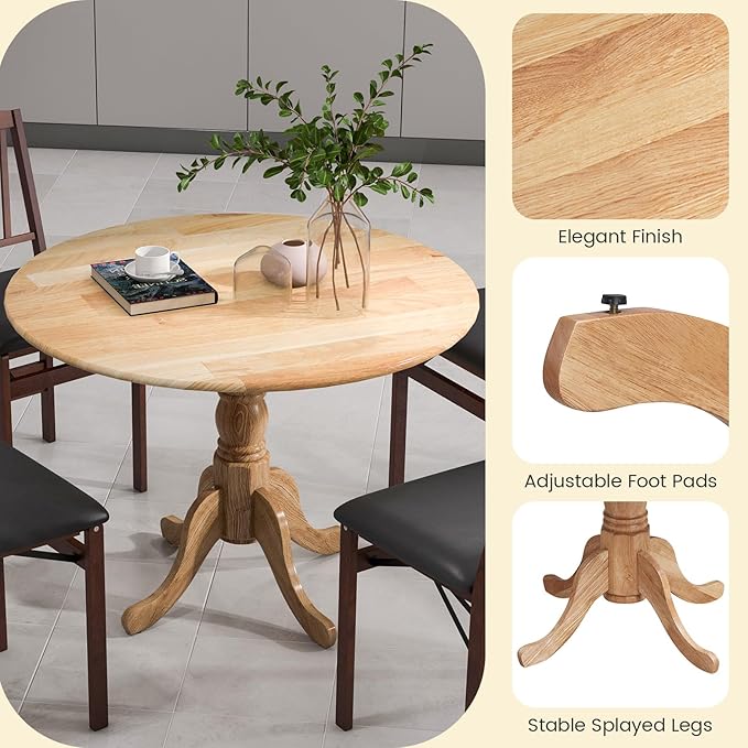 Round Dining Table, All Natural - LeafyLoom