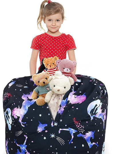 KABOER Bean Bag Cover for Kids,200L Stuffed Animal Storage Bean Bag Chair Cover |Stuffable Zipper Beanbag for Organizing Children Soft Plush Toys (32x29inch) - LeafyLoom