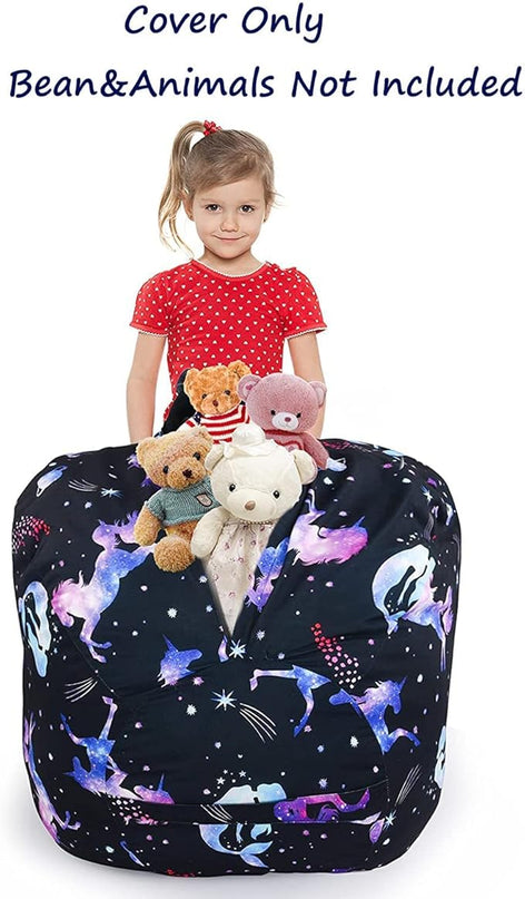 KABOER Bean Bag Cover for Kids,200L Stuffed Animal Storage Bean Bag Chair Cover |Stuffable Zipper Beanbag for Organizing Children Soft Plush Toys (32x29inch) - LeafyLoom