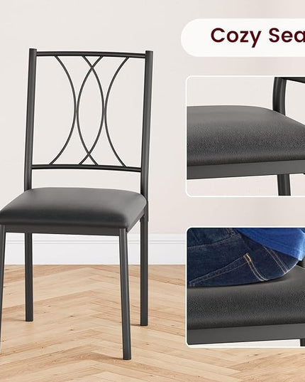 Dining Table Set for 2, 3 Piece Kitchen Table Set with 2 Upholstered Chairs, Square Kitchen Table Set for Small Space, Apartment, Dining Room, Retro Gray - LeafyLoom