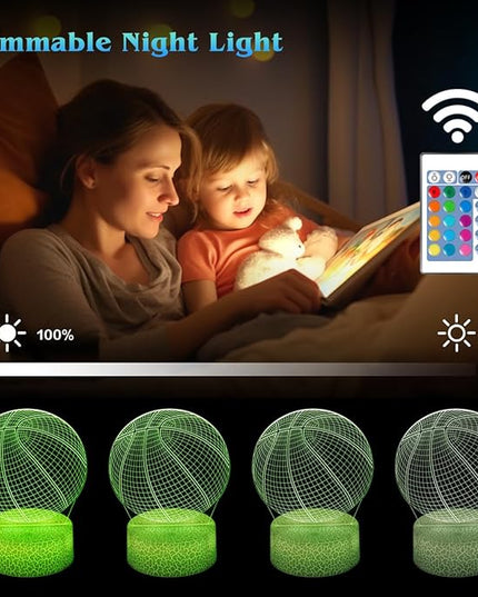 Basketball Night Light,Basketball Gifts for Boy, 3D Basketball Lamp,Kids Bedside Lamp,16 Color Change Decor Lamp with Remote & Smart Touch, Gifts for Christmas Birthday Boys Men Girls - LeafyLoom