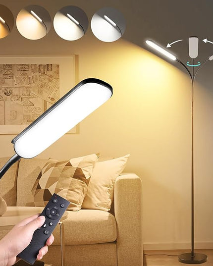 [2024 New] Floor Lamp, 18W 1800LM Super Bright LED Light Lamp with Remote & Works with Smart Plug, Dimmable Timing Eye Caring Reading Light Modern Standing Floor Lamp for Living Room Bedroom Office - LeafyLoom