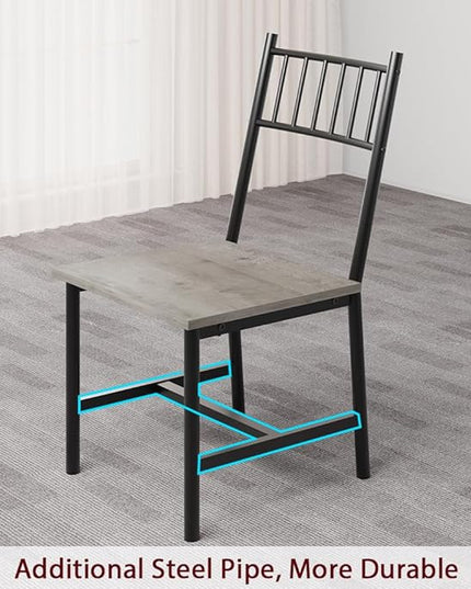 IDEALHOUSE Dining Table Set for 4, Kitchen Table and Chairs for 4 with Storage Bench, Rectangular Kitchen Table Set with Wine Rack, Dining Room Table Set for Small Space, Apartment, Retro Grey - LeafyLoom