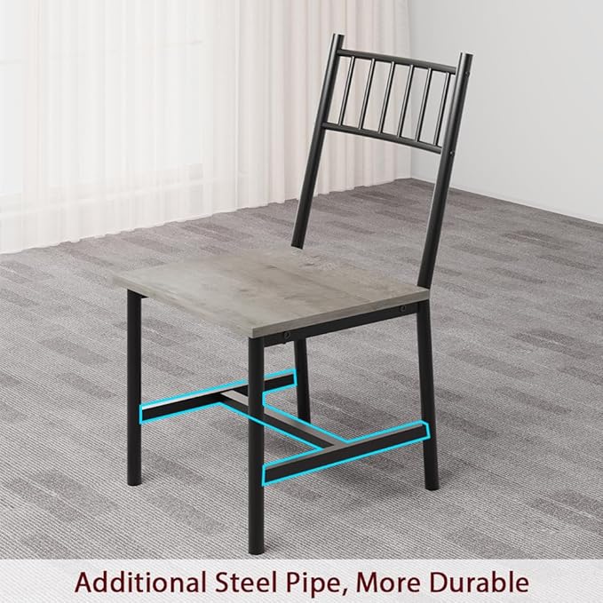 IDEALHOUSE Dining Table Set for 4, Kitchen Table and Chairs for 4 with Storage Bench, Rectangular Kitchen Table Set with Wine Rack, Dining Room Table Set for Small Space, Apartment, Retro Grey - LeafyLoom