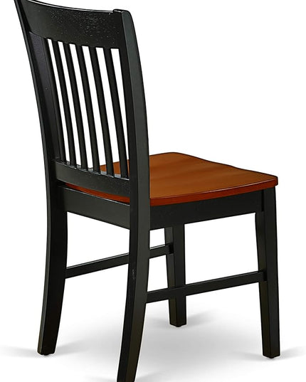 East West Furniture Norfolk Dining Slat Back Wood Seat Kitchen Chairs, Set of 2, Black & Cherry - LeafyLoom