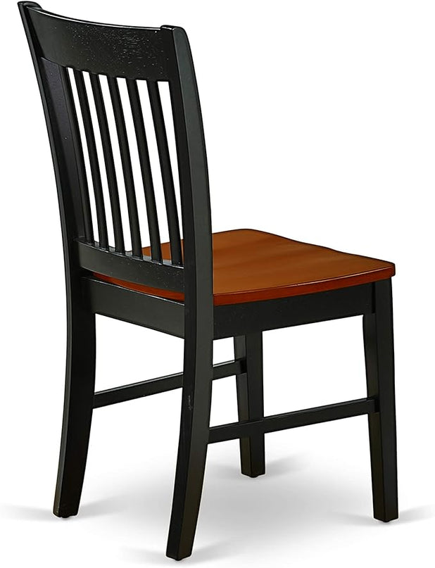East West Furniture Norfolk Dining Slat Back Wood Seat Kitchen Chairs, Set of 2, Black & Cherry - LeafyLoom