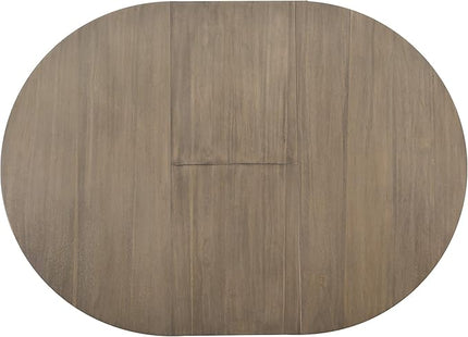 5-Piece Wooden Extendable Round to Oval Dining Table Set with 4 Armrest Upholstered Chairs for Kitchen, Breakfast Nook, Living Room, Brown+White, 42"-57.7" L x 42" W x 30" H - LeafyLoom
