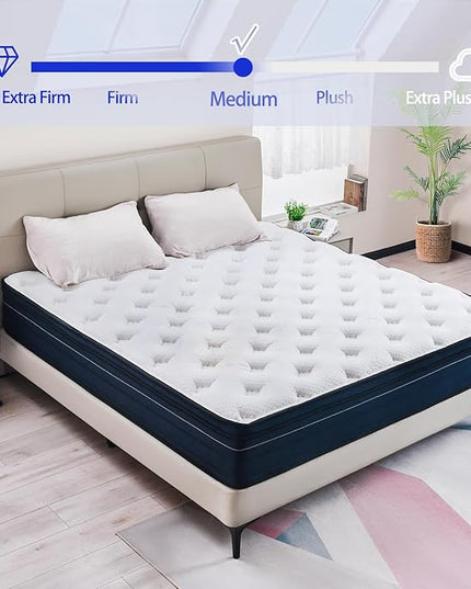 Full Mattress,12 Inch Gel Memory Foam Hybrid Mattress in a Box,Motion Isolation Individually Wrapped Pocket Coils Innerspring,Pain Relief Pressure-Relieving,Breathable,Full Size Mattress - LeafyLoom