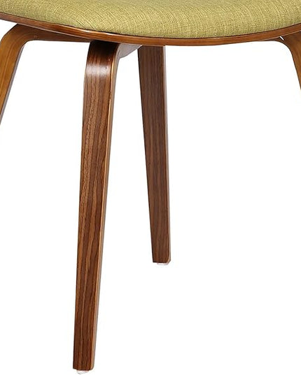 Armen Living Jaguar Mid Century Modern Upholstered Fabric and Walnut Wood Dining Accent Chair for Kitchen Table Desk Vanity, 20D x 18W x 29H in, Green - LeafyLoom