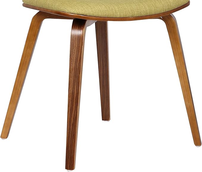 Armen Living Jaguar Mid Century Modern Upholstered Fabric and Walnut Wood Dining Accent Chair for Kitchen Table Desk Vanity, 20D x 18W x 29H in, Green - LeafyLoom