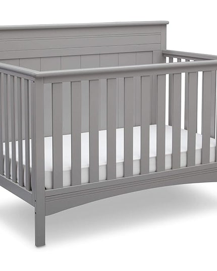 Delta Children Fancy 4-in-1 Convertible Crib and 6 Drawer Dresser Bundle, Grey - LeafyLoom