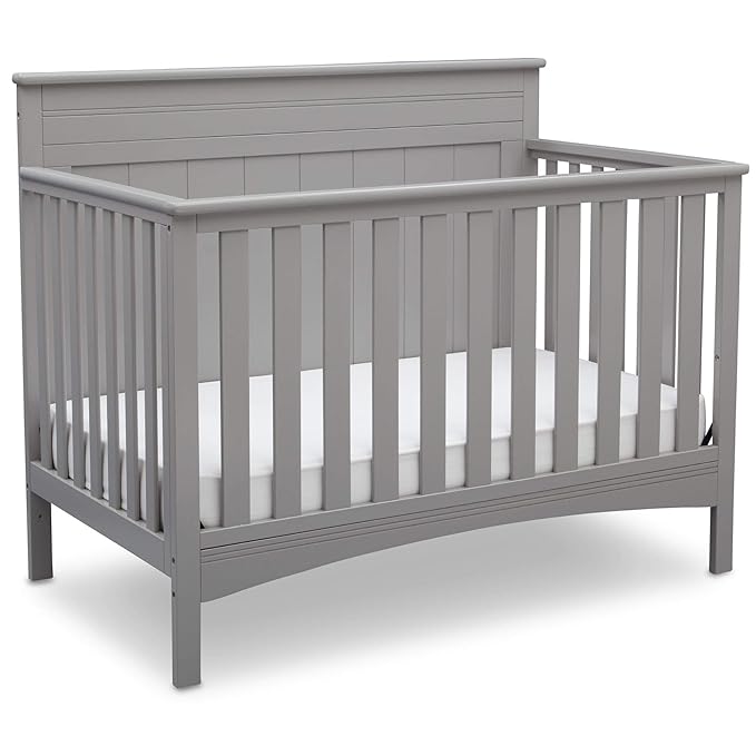 Delta Children Fancy 4-in-1 Convertible Crib and 6 Drawer Dresser Bundle, Grey - LeafyLoom