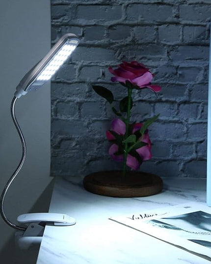 Haofy 6W Desk Lamp 28 LED Clip on Reading Light Clamp Book Light 360 Degree Rotating Table Desk Lamp Eye-Care Lamp Bedside Reading Light USB Rechargeable/Battery - LeafyLoom