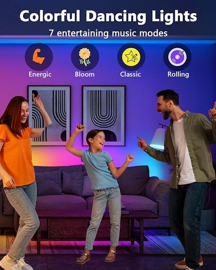 phopollo RGB Smart LED Strip Lights, 32.8ft (2 Rolls of 16.4ft) LED Lights for Bedroom, APP Control, Multiple Colors on One Line, Color Changing Strip Lighting Music Sync, USB Powered Phopollo