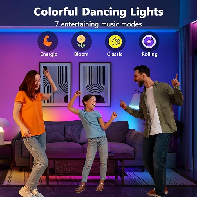 phopollo RGB Smart LED Strip Lights, 32.8ft (2 Rolls of 16.4ft) LED Lights for Bedroom, APP Control, Multiple Colors on One Line, Color Changing Strip Lighting Music Sync, USB Powered Phopollo