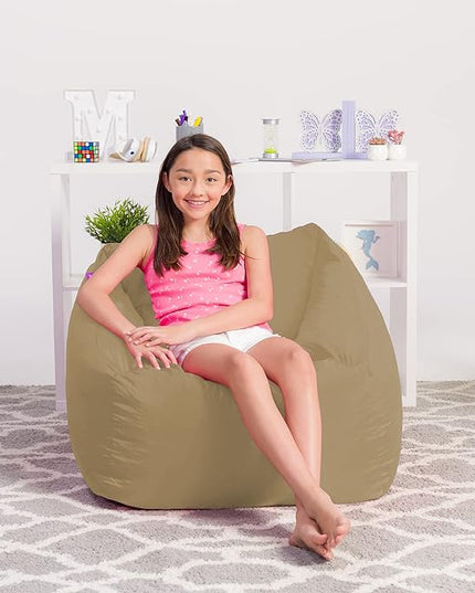 Posh Creations Structured Comfy Bean Bag Chair for Gaming, Reading, and Watching TV, Coronado Chair, Microsuede - Camel - LeafyLoom