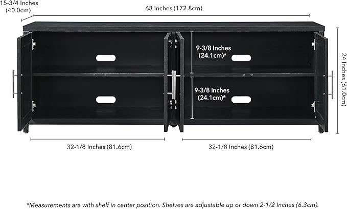 Henn&Hart Strahm TV Stand, 68" Wide, Black - LeafyLoom