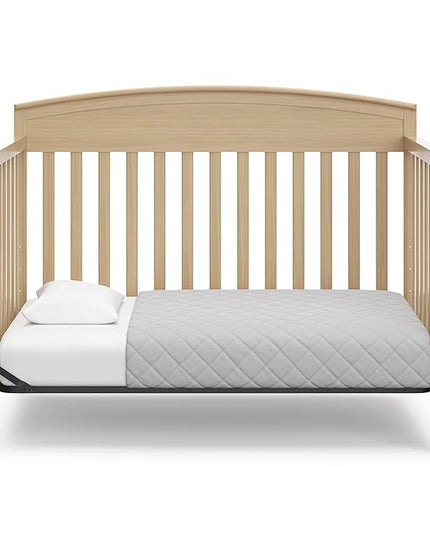 Graco Benton 5-in-1 Convertible Crib (Driftwood) – GREENGUARD Gold Certified, Converts from Baby Crib to Toddler Bed, Daybed and Full-Size Bed, Fits Standard Full-Size Crib Mattress - LeafyLoom