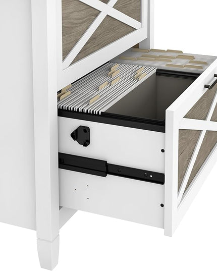 Bush Furniture Key West Lateral File Cabinet, Modern Farmhouse 2 Drawer File Cabinet for Home Office - LeafyLoom