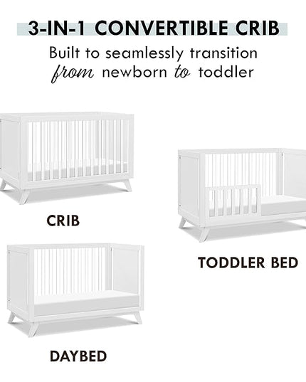 DaVinci Otto 3-in-1 Convertible Crib in White with Acrylic Slats, Greenguard Gold Certified - LeafyLoom