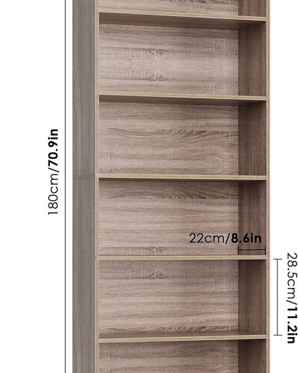 FOTOSOK 6-Tier Open Bookcase and Bookshelf, Freestanding Display Storage Shelves Tall Bookshelf Bookcase for Bedroom, Living Room and Office, Light Oak - LeafyLoom