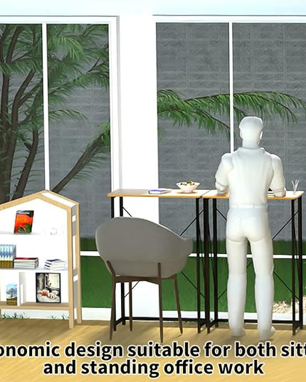 Folding Laptop Computer Desk, Standing Desk, 31in Small Desk for Sitting or Standing, No Need to Assembly, Suitable for Home, Office, Writing (Wood Board Color) - LeafyLoom