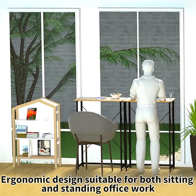 Folding Laptop Computer Desk, Standing Desk, 31in Small Desk for Sitting or Standing, No Need to Assembly, Suitable for Home, Office, Writing (Wood Board Color) - LeafyLoom