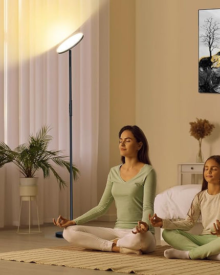 LED Floor Lamp, 3600LM 36W Super Bright Standing Lamp with Remote & Touch Control, 350W Equivalent Modern Torchiere Lamp with 2700K-6500K Stepless Dimming, 69" Tall Lamp for Living Room Bedroom Office - LeafyLoom