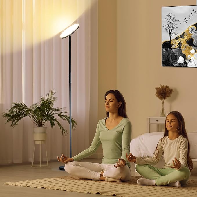 LED Floor Lamp, 3600LM 36W Super Bright Standing Lamp with Remote & Touch Control, 350W Equivalent Modern Torchiere Lamp with 2700K-6500K Stepless Dimming, 69" Tall Lamp for Living Room Bedroom Office - LeafyLoom